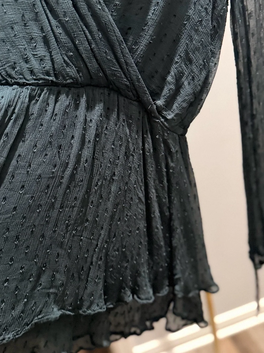Free People Navy, Lined Sheer Wrap Midi Dress